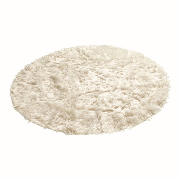 Luxe Home Decor Arlington Faux Sheepskin Circular Rug | 1-Piece | Off-white | 6' - Picture 2 of 5